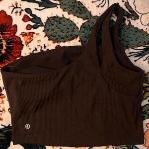 Lululemon Ribbed One-Shoulder Longline Bra (Size 8) – Dark Espresso